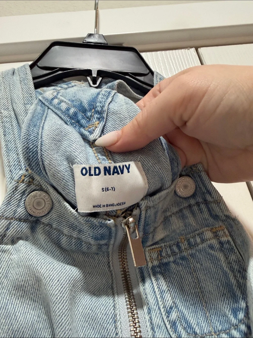 Old Navy Kids Light Blue Denim Overall Dress with Front Zip Small 6/7‎